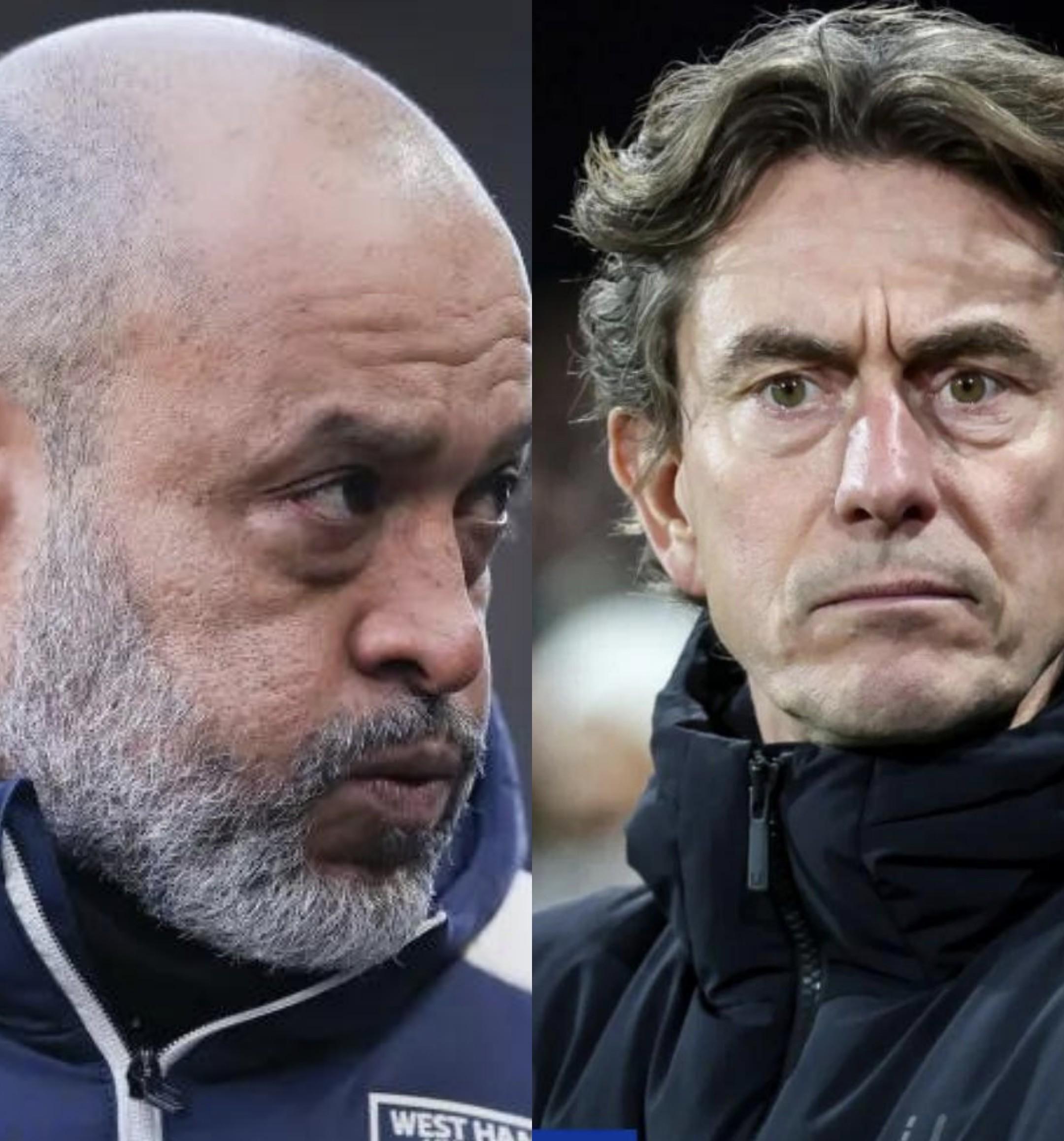 江南体育官网-努诺、弗兰克位列英超下课赔率榜前二，周六两人直接交锋